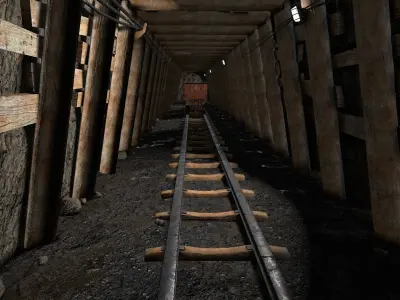 Underground Coal Mine Tunnel Low-poly 3D model