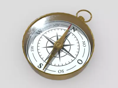 Compass gold Low-poly 3D model