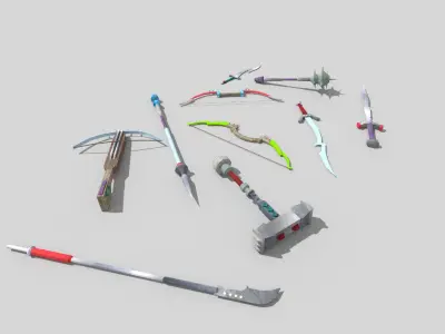 10 low poly fantasy weapons pack Low-poly 3D model
