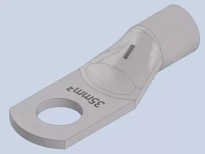 Copper tubular terminal 35mm 3D model