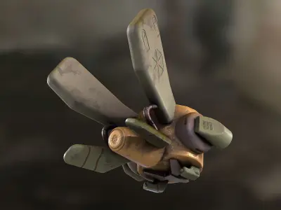 Robotic space fly bee  Low-poly 3D model