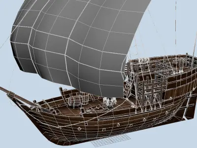 Small ship Low-poly 3D model