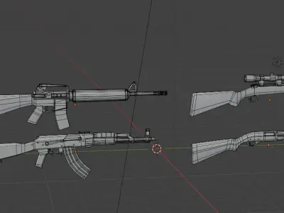 Low poly baked weapons pack 1 Low-poly 3D model
