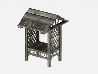 Medieval Wooden Stall PBR Game-Ready Environment Prop Free low-poly 3D model