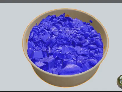 poke bowl lunch with tuna rice avocado mango seaweed algae 3D model