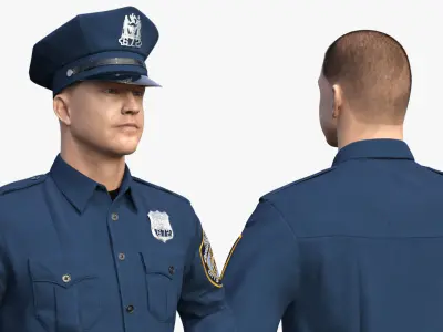 NY Police Officer Standing Pose Fur 3D model