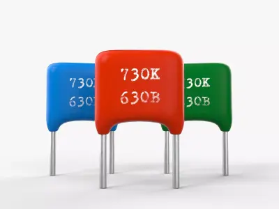 Polyester Film Capacitor with 2K PBR textures Low-poly 3D model