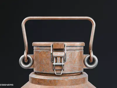 Vintage Metal Water Canister Low-poly 3D model