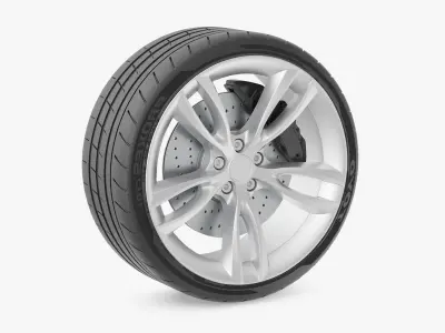 Sport Car Wheel with Grey Caliper 3D model