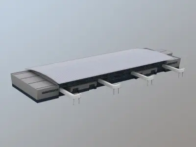 Airport Terminal UWKD Terminal-1A Low-poly 3D model