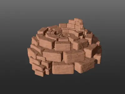 8K Ancient Sanctuary tomb red bricks and free forest material 3D model