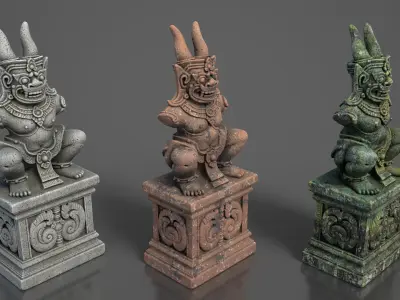 Ancient Khmer Statue15-250523 Low-poly 3D model