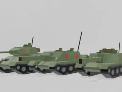 classic soveit vehicle pack lowpoly Free 3D model