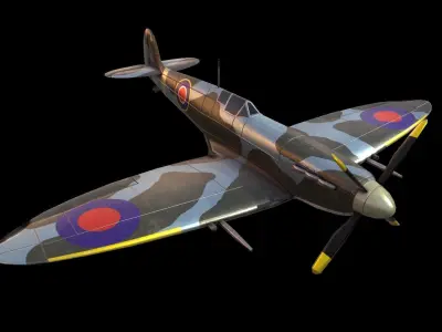 Supermarine Spitfire aircraft airplane fighter Low-poly 3D model