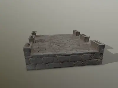 Altar Set brick fire pit Low-poly 3D model