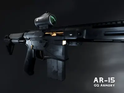 AR15 GQ Armory Carbine Game Ready Low-poly 3D model