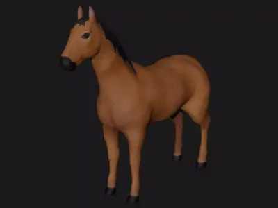 Brown Horse Stallion fully rigged low poly Low-poly 3D model