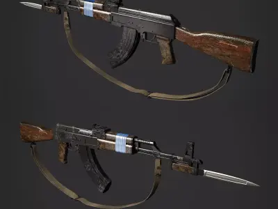 machine-gun-AK rifle 3D model