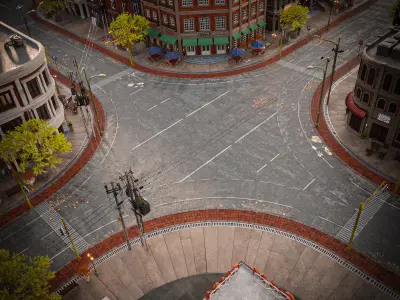 URBAN CITY SCENE WITH ALL THE ASSET 3D Model Collection