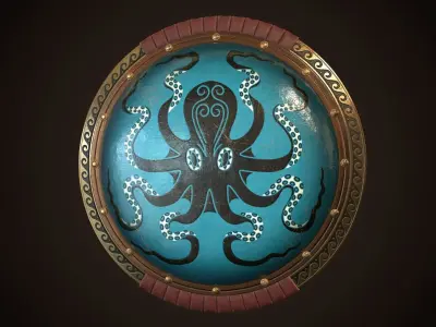 Hoplite Shield Octopus Low-poly 3D model