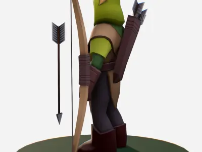  Archer Scout  Handpaint Cartoon MMO rpg Character Low-poly 3D model