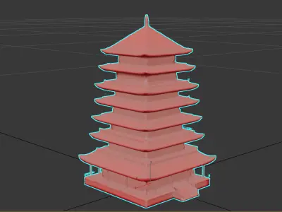 Ancient Asian Pagoda - Stylized 3D Model Low-poly 3D model