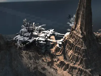 Star Wars inspired Racer With Desert Mountain 2 3D model