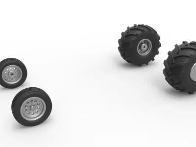 Wheel set of Vintage 2wd Pulling truck Scale 1 to 25 3D print model