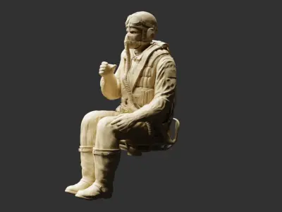 German WWII Stuka Gunner 3D print model