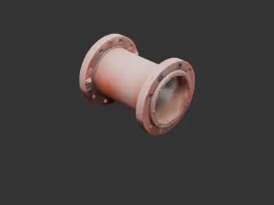 Rusty Industrial Pipe Segment Low-poly 3D model