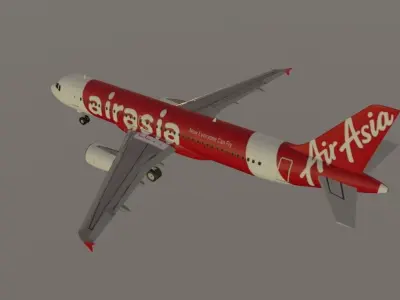 Air Asia airbus a320-214-216 low poly 3D model Low-poly 3D model