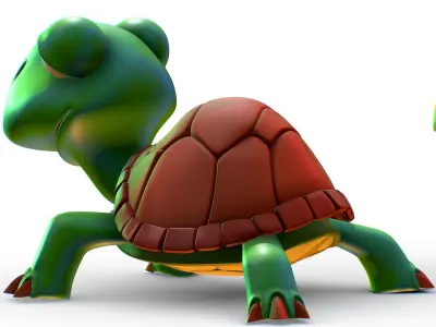 Hi-Poly Subdivision 3D Model Turtle Cartoon Low-poly 3D model