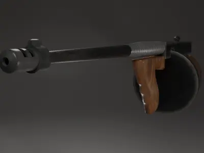 Tommy Gun Lowpoly Low-poly 3D model