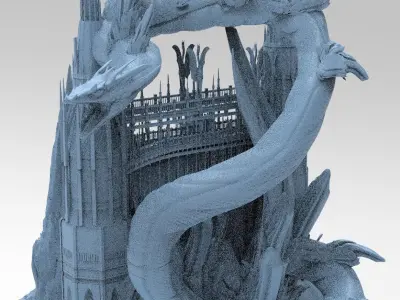 Crystal Snake mountain City Towers 3D model