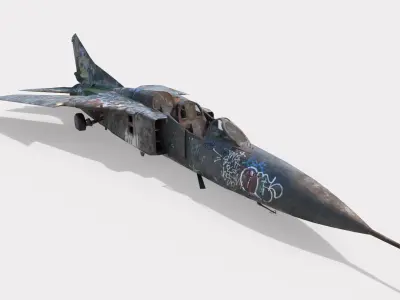 Abandoned WarPlane With Graffiti 3D model