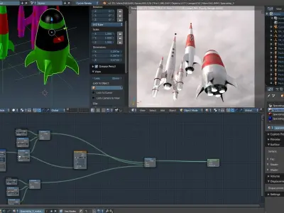 3 Retro Futuristic Spaceships 3D model