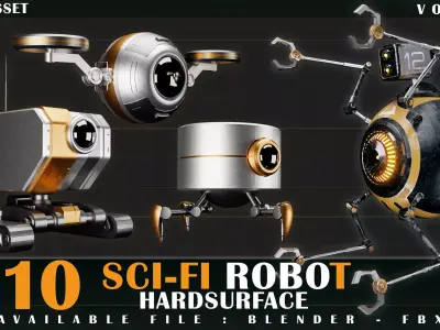 10 SCI-FI ROBOT GAME ASSET 3D model
