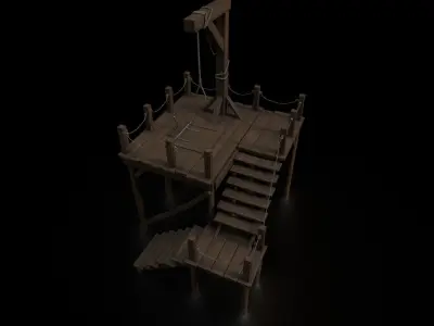 Medieval Gallows Low-poly 3D model