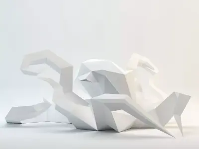 Octopus origami sculpture Low-poly 3D model