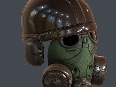 Gas mask helmet 3d model scifi Low-poly  Low-poly 3D model