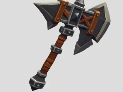 Fantasy Battle Axe 3D Model PBR Textured Game Asset Low-poly 3D model