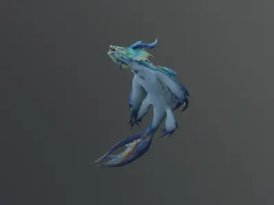 Blue Fish Dragon Fantasy Low Poly Low-poly 3D model