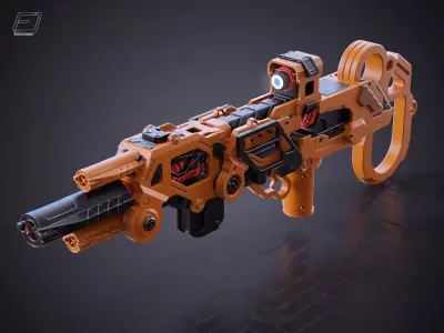Sci-fi LMG Gun Low-poly 3D model