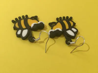 Angry Bee Earrings 3D print model