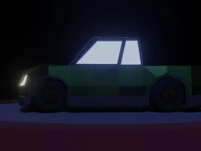 A Van truck on circular platform 3D model