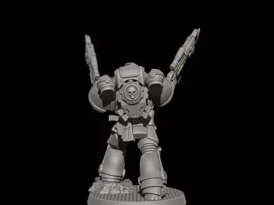 Sci-Fi Heavy Trooper STL Modular Power Armor 32mm Miniature V8 3D print model