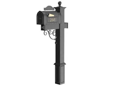 Black Mailbox With Envelopes 3D model