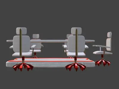 White And Red Futuristic Conference Chair Set 2K 3D model
