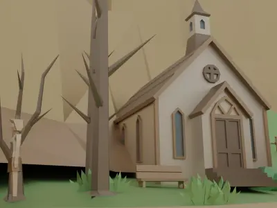 Wild Town Low-poly 3D model