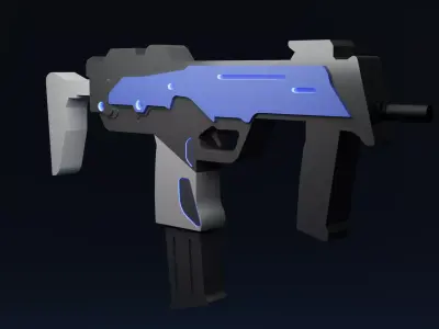 Game Ready Stylised Rigged Sci-Fi SMG Gun Low-poly 3D model